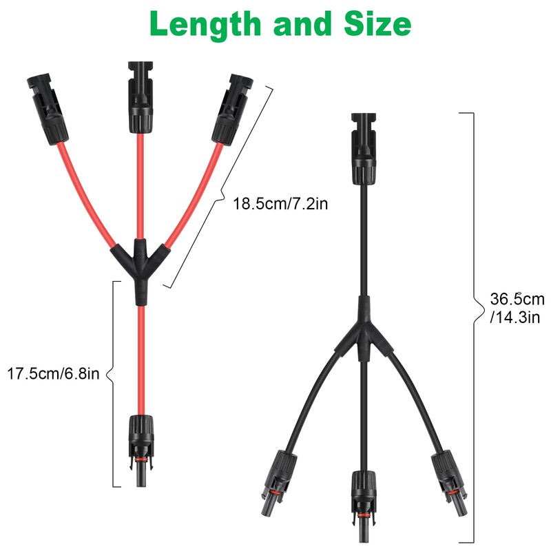 LEPITERY Solar Connectors Y Branch Parallel Adapter 30A Cable 1