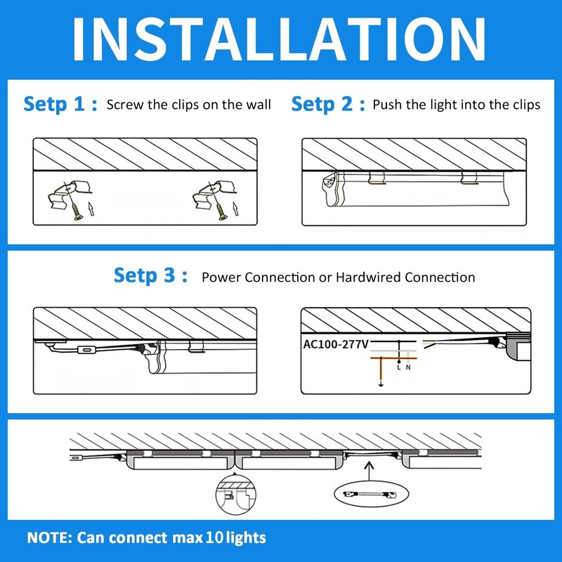 CNSUNWAY 2FT LED Shop Light, 24W 5000K 3600LM Super Bright,