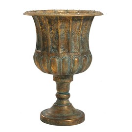 Worth Garden - Macetas de metal de 24.5 pulgadas de alto, paquete de 1 maceta clásica de hierro antiguo, macetas rústicas decorativas grandes para uso en exteriores, maceta tradicional para patio, porche delantero