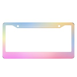 HOSNYE Polish Mirror License Plate Frame Gradient Pink Yellow Blue Metal License Plate Cover Front Plates Frames Car Tag Frame for Women Men US Vehicles Standard
