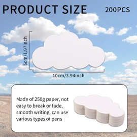 200pcs White Cloud Cutouts, Double Sided Paper Cloud Shapes Die Cut Wall Decoration Craft Classroom Decoration Wall Decal for DIY Bulletin Board Nursery Room Decor