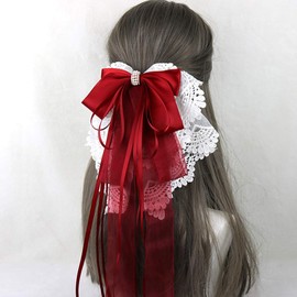 Barrette Clip, Lace Hair Ornament, Ribbon, Super Cute, Charm, Forest Girl, Gothic Lolita, Princess, Hairpin, Tea Party, Cute, Bow, Lolita, Doll, Women's, Girls, Party