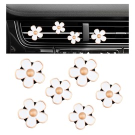 6 PCS Daisy Air Vent Clips, Cute Flower Air Conditioning Outlet Clip Car Interior Decoration, Flower Vehicle Diffuser Vent Clip Air Fresheners for Women Girl (White)