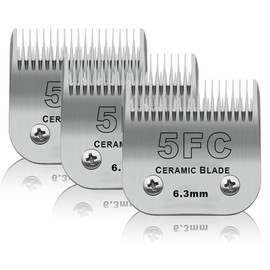 DODAER 3 Pack 5FC Detachable Pet Dog Grooming Ceramic Blades,Compatible with Andis,Oster A5,Wahl KM-10 Series,Size 5FC Blade 1/4-Inch 6.3MM Cut Length