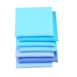 CraftsFabrics 7pcs/ Lot (16'' x 20'') Blue Solid Colour Twill Cotton Fat Quarters Bundle 100% Cotton Precut Fabric Squares for DIY Sewing, Quilting, Scrapbooking, Patchwork, Baby Clothing