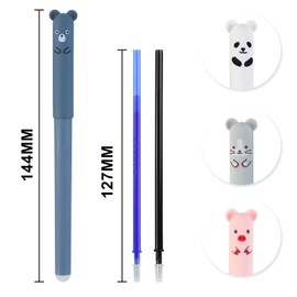 RIANCY 0.4mm Erasable Gel Pens,12 Pack Cute Cartoon Animal Rollerball Gel Ink Pens Refillable Pens for Adult Writing Kids Calligraphy Note Taking (12 Black Ink)