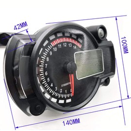 BLUERICE All in One Universal Digital Speedometer 14000RPM 299 Kmh Mph ATV Quad Frenzy Motorcycle Speedometer Odometer with Bracket for Carburetor Motorcycle
