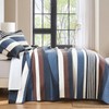 100% Cotton King Quilt, Dark Blue and Brown Striped King