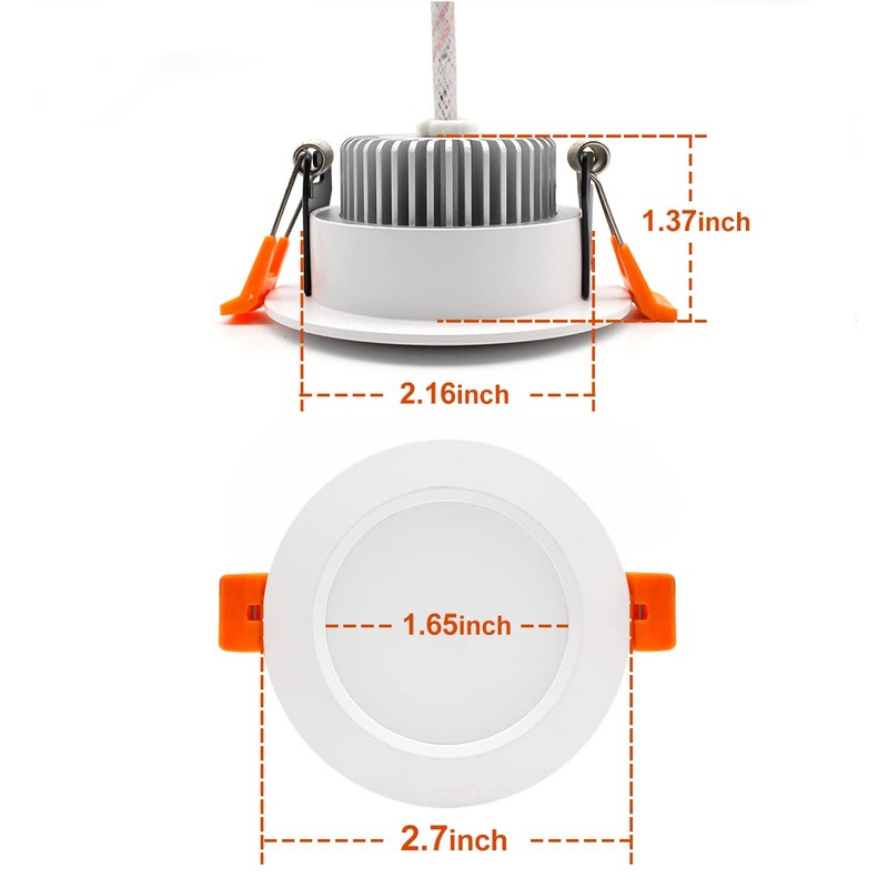 YGS-Tech 2 Inch LED Recessed Lighting, Dimmable Downlight 3W(35W Halogen