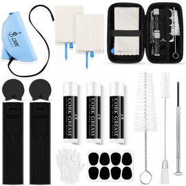 Boao 23 Pcs Clarinet Cleaning Kit All in One Accessories Set with Swab, Reed Boxes, Cork Grease, and Thumb Rest Essential Care Kit for Clarinet Wind Instruments(Blue)
