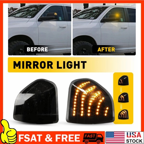 top-oxilam-world Amber Sequential LED Side Mirror Turn Signal Lights For