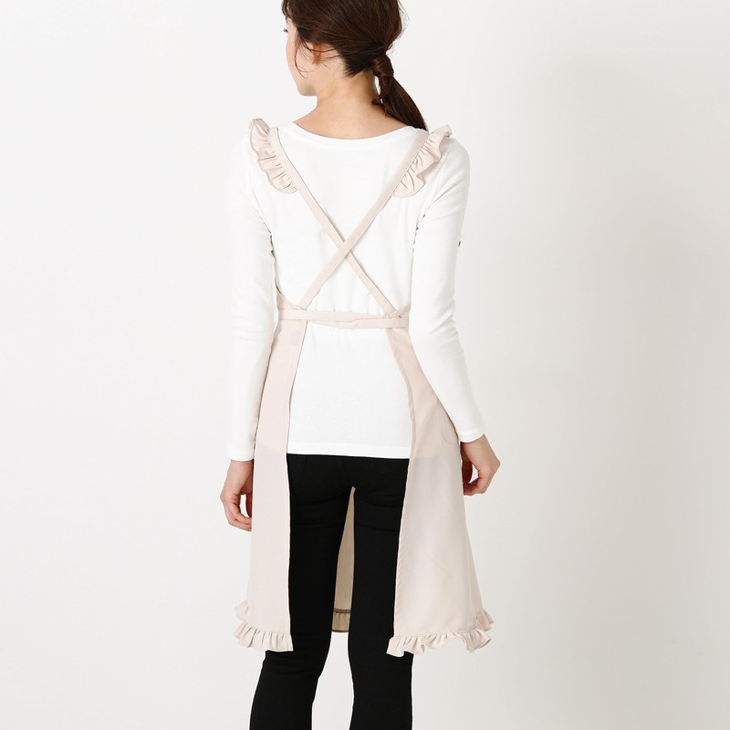 Francfranc French Mini Ruffle Full Apron, Beige