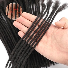 Loc Extension Human Hair Locs 0.4cm Dreadlock Extension Natural Black Human Hair 10 Inch 100 Strands Locs Human Hair Full Handmade Permanent Locs Can Be Dyed and Bleached for Women Men