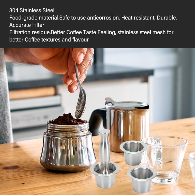 3pcs Refillable Coffee Capsule 304 Stainless Steel Coffee Pods with