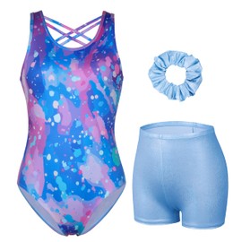 beautyin Girls Gymnastics Leotards Biketards Sleeveless Tumbling Outfit Shorts