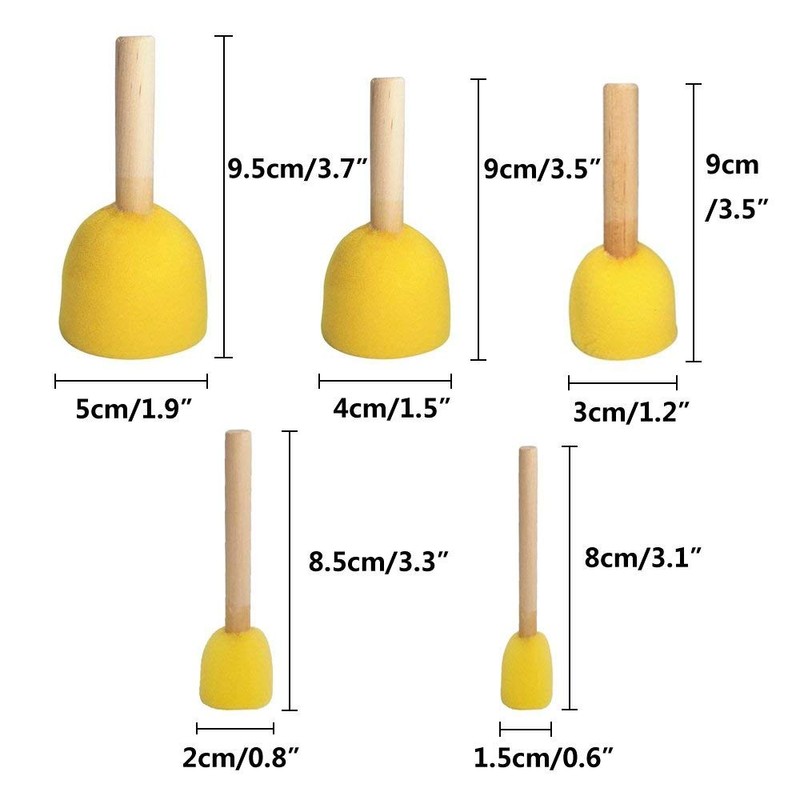Yoogeer 30Pcs Round Paint Foam Sponge Brush Kids Painting Tools