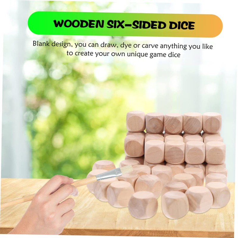 NUOBESTY 20pcs Unfinished Wooden Dice Blocks Blank Craft Cubes for