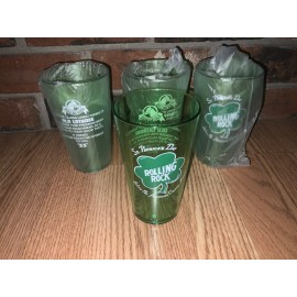 NEW Rolling Rock St. Patrick’s Day Pint Cup green Latrobe Shamrock logo set of 4