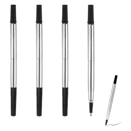 4 Pcs Rollerball Pen Refills, 0.7mm Parker Pen Rollerball Refills Compatible with Parker Quink Pens, Medium Tip for Smooth Writing, Quick Drying, Ideal for Office, School, Personal Use (Black Ink)