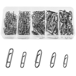 OROOTL Power Fishing Clips Kit, 155 Pieces High Strength Fishing Snaps Clips Bait Quick Change Clips Stainless Steel Fishing Speed Clips Connector for Freshwater Saltwater Bass Pike