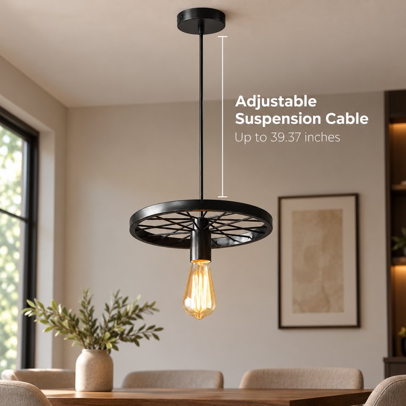 Vintage Industrial Bicycle Wheel Chandelier for Restaurants & Cafés –