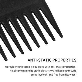 Miralith Portable Wide Tooth Comb for Women Men, Stylist Hairdressing Tools, No Handle Anti-static wide tooth comb for Long, Wet or Curly Hair, Smooth and Easy (Black)
