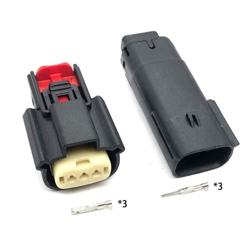 Molex 3 Pin Wire Connector, for Harley BLACK Waterproof, Sealed