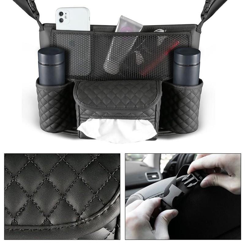 OtpOutopa Car Handbag Holder Between Seats Car Organizer, Leather Large