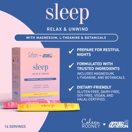 Applied Nutrition - Coleen Rooney - Sleep Powder - Magnesium & Botanicals Infused - Best Natural Sleep Support - Best Vegan Rest - Effective Stress Relief - (14 Sachets - 9g Each) (Lemon & Honey)