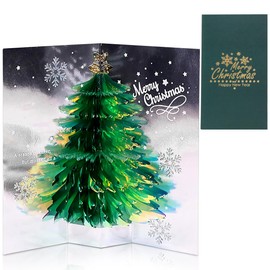 Pop-Up Card Christmas Market, 3D Christmas Tree Christmas Card with Envelope, 3D Pop Up Christmas Cards, Popup Folding Card with Christmas Tree for Children, Women and Men