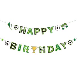 SUNBEAUTY Football Decoration Birthday Happy Birthday Garland Birthday Decoration Football Children's Birthday Boys Football Party Decoration
