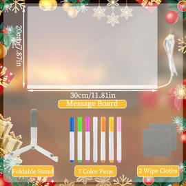 Acrylic Board, Drawing Tablet, 11.81*7.87 In With Rag And Stand Creative Rewritable Acrylic Message Board, Drawing Board With 7 Color Pens, Art Doodle Board Glowing for Home School Office (White)