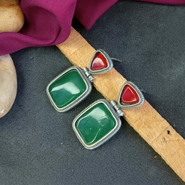 Efulgenz Oxidized Antique Boho Bohemian Multicolor Indian Earrings for Women Crystal Stone Dangle Earrings Set Indian Oxidized Jewelry Geometric Drop Earrings Statement Earrings