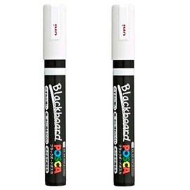Mitsubishi Pencils PCE2005M.1 Uni Black Board Posca, Medium Point, White, Water-Based Pigment (Set of 2)