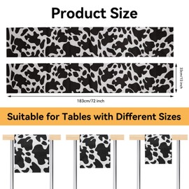 20 Pcs Linen Cow Print Table Runner Black and White Farm Cow Print Tablecloth Western Barnyard Cowboy Themed Table Cloths for Birthday Party Decorations Home Kitchen Table Supplies ( 13 x 72 in)