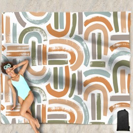 Hiwoss Beach Blanket Waterproof Sandproof Oversized 95”x 80”,Beach mat Sand Free Waterproof with Windproof Corner Pockets for Beach Festival,Picnic,Travel and Outdoor Camping