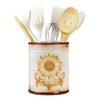 SOCOSY Ceramic Retro Sunflower Embossed Kitchen Utensil Holder, Large Cooking