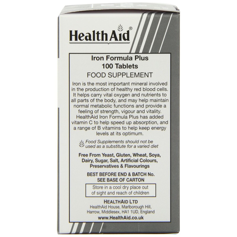 HealthAid Iron Formula Plus - 100 Vegetarian Tablets