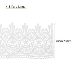 MECCANIXITY Cotton Lace Trim Vintage Crochet 3inch x 4.8yard Bleach Stretch Lace Edge Ribbon for DIY Scrapbooking Clothes Curtain Tablecloth Slipcover Fabric Wedding Decoration Gift Wrap