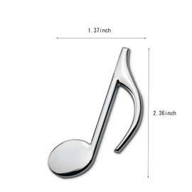 Music Logo Metal Car 3D Sticker Music Logo Emblem for Car Motorcycle Scratched Decorative Car Logo Side Tail Logo (Silver)
