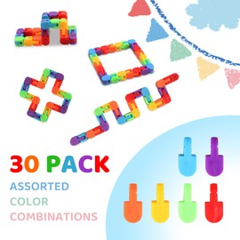 KOSIDEN 30PCS Rainbow Fidget Toy Wacky Tracks Snap and Click Fidgets Sensory Toys-Party Favors,Goodie Bag, Bulk Classroom Prizes School Birthday for Students Gifts Stocking Stuffers for Kids,Teen