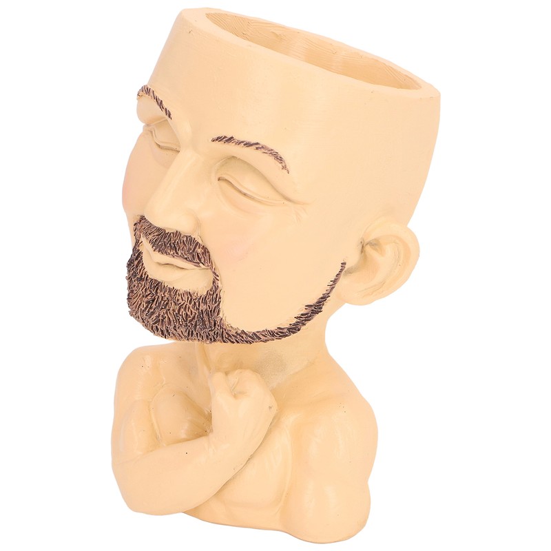Face Planter Pot with Drainage Hole Man Face Flower Pot
