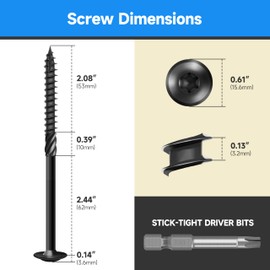 Marysino Lag Screws 5 Inch, Construction Wood Screw #14 x 5, 50-Pack Heavy Duty Self Driiling Structural Screws, Black Anti-Rust Coated Exterior Wood/Lag/Timber Screws, Torx/Star Drive Lag Bolts