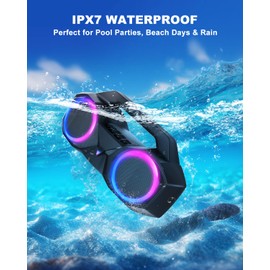Bluetooth Speaker 80W(Peak)Loud with Bass, 20H Playtime, IPX7 Waterproof, RGB Lights, TWS, Large Portable Wireless Speakers for Outdoor, Home, Party, Pool, Beach, Tailgating, Gym, Work, Gifts (Pink)