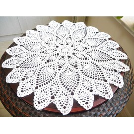 Damanni Cotton Handmade Crochet Lace Tablecloth Doilies Doily,Round,White,20 Inch,2PC