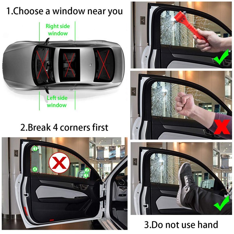 Kriture Car Safety Hammer 2 Pack, Window Glass Breaker and