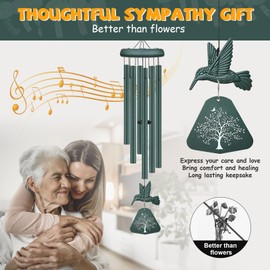 Sympathy Wind Chimes for Outside Deep Tone, Memorial Wind Chimes for Loss of Loved One Prime, Bereavement Condolence Remembrance Funeral Gifts for Grieving Friends Loss of Mother Father