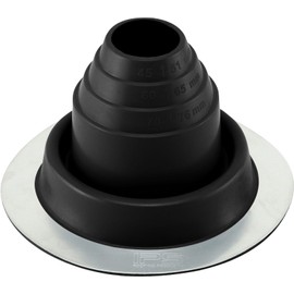 Water-Tite 81469#2 Metal Roof Flashing, 6-1/4-inch Round Base with EPDM Rubber Collar, For 1-3/4" to 3" Vent Pipes, Black