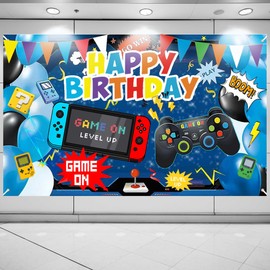Video Game Happy Birthday Background - Gaming Party Photography Backdrop Photo Booth Wall Banner 13th Birthday Decorations for Boys