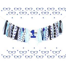 One Cool Dude Birthday Decoration High Chair Banner for Boys Black and Blue Baby Boy 1st Birthday High Chair Garland One Cool Dude Party Decoration Supplies